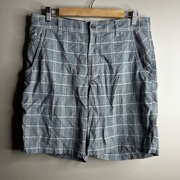 Lululemon Men’s Kahuna Shorts Gray Blue Plaid Size 34 Athletic Casual Cosmic - Picture 1 of 9